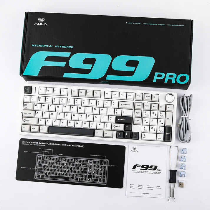 AULA F99 PRO  96% Gasket-Mounted Wireless Triple-Mode Mechanical Keyboard with Knob