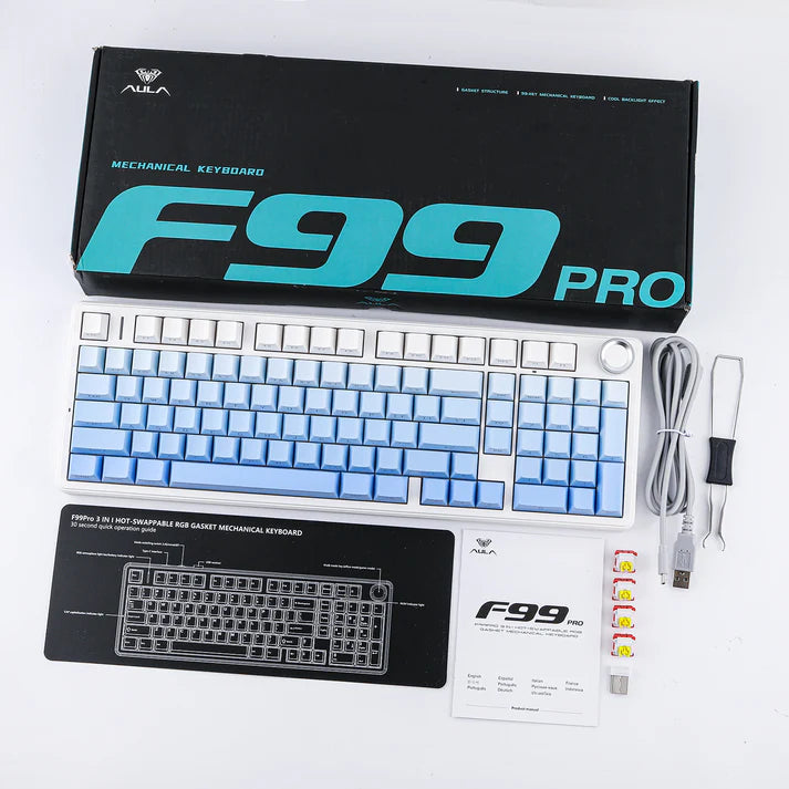 AULA F99 PRO  96% Gasket-Mounted Wireless Triple-Mode Mechanical Keyboard with Knob