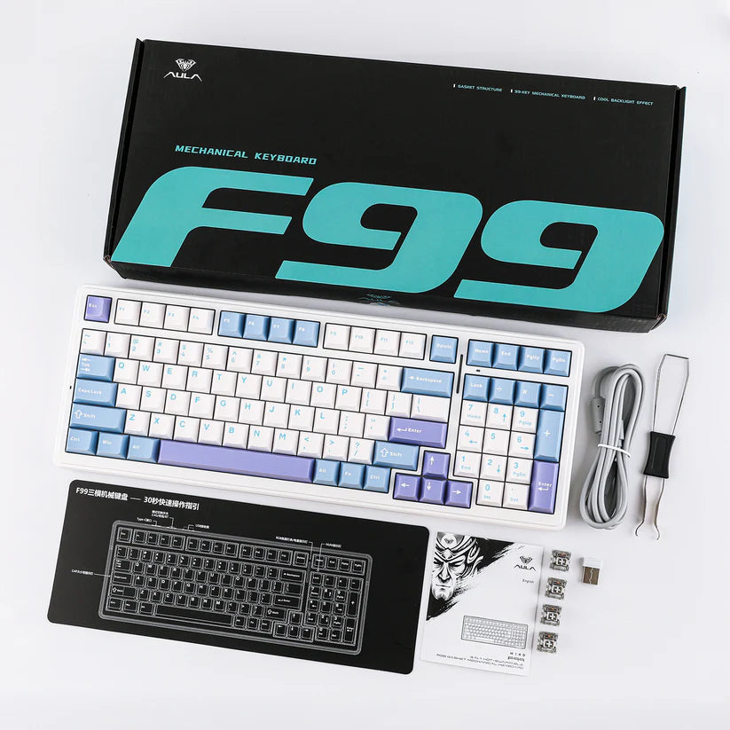 AULA F99 Gasket Mechanical Keyboard Wireless Tri-Mode (BT/2.4G/Wired), Gasket Structure