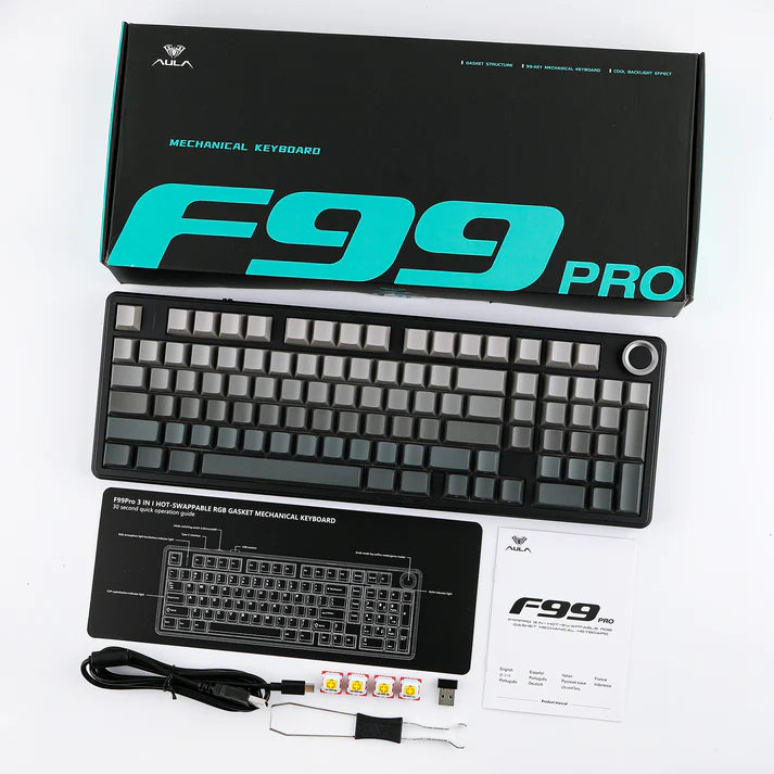 AULA F99 PRO  96% Gasket-Mounted Wireless Triple-Mode Mechanical Keyboard with Knob