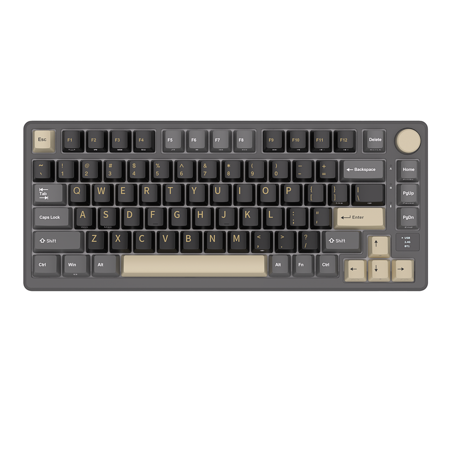 Royal Kludge M75 (RKM75) Phantom without RGB, black, grey and off-white color scheme. 