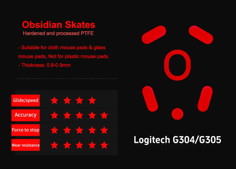 Xraypad Obsidian Skates for Logitech G304/G305 Lightspeed Wireless